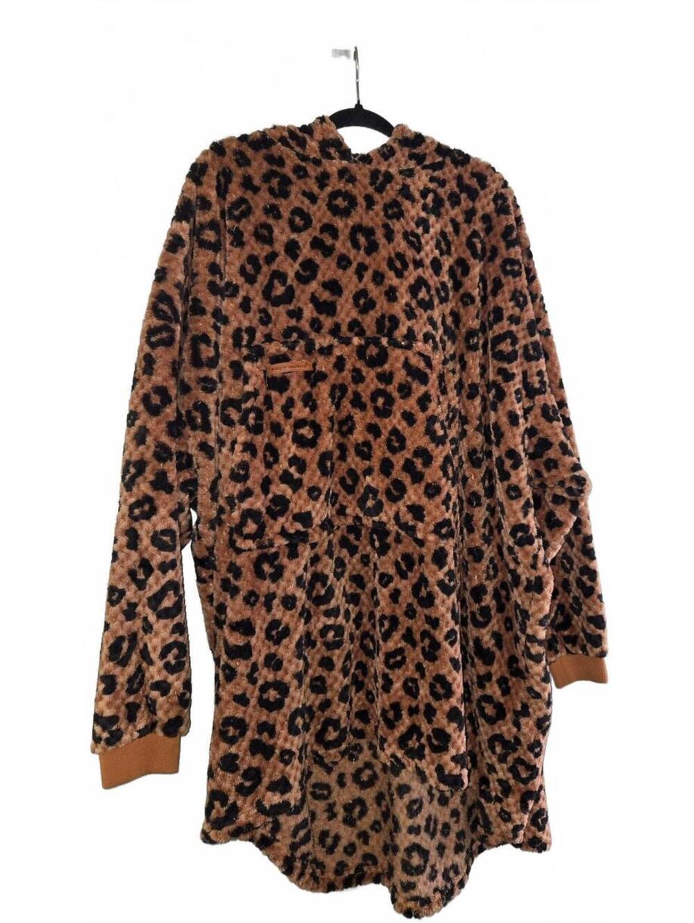 Simply Southern Leopard Print Fleece Hoodie One Size Fits Most